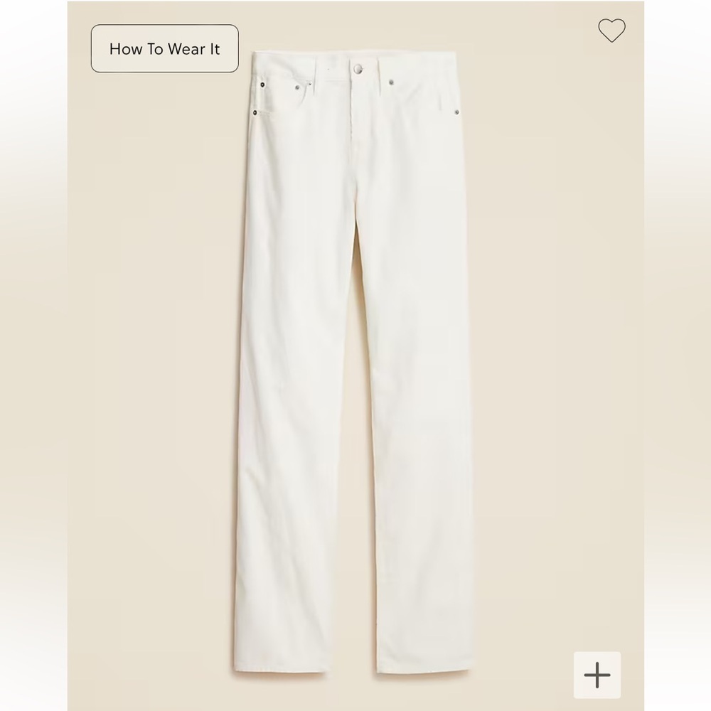 J crew ivory Loose straight corduroy pant